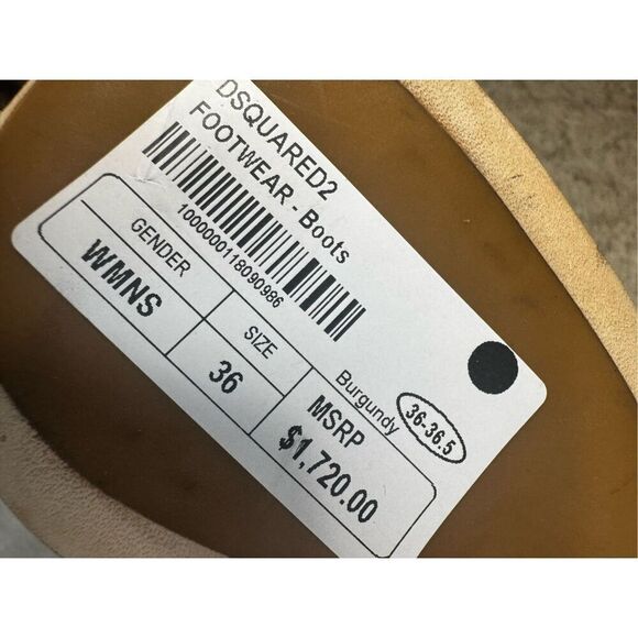 NWT DSQUARED2 burgundy boots size 36EU/ US 6 - Picture 12 of 14